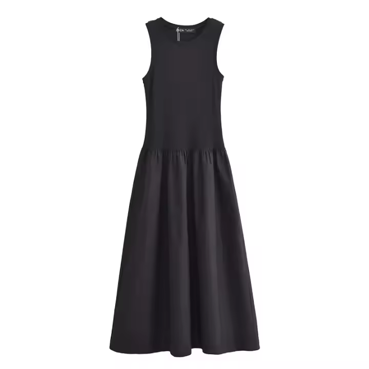 TRAF Vestidos Largos Elegantes para Mujer – Sin Mangas, Estilo Casual y de Fiesta, Moda Y2K Primavera, en Color Caqui o Negro - 1