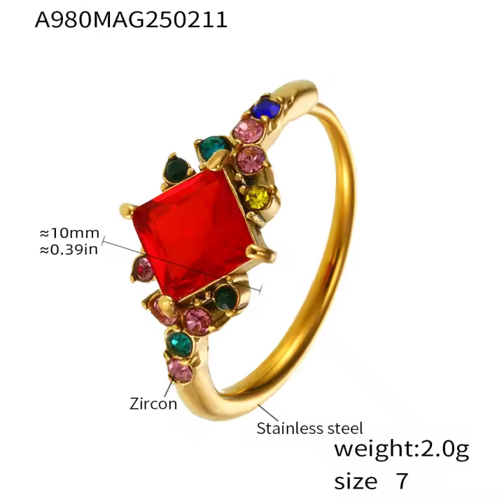 Encanto Anillo de diamante completo de circonita cuadrada superllamativas de lujo con luz de viento europea y americana, anillo ajustable con personalidad simple para mujer - 1