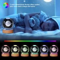 Luz Nocturna De Navidad 3D Cristal Con Base De Madera Siete Colores LED Regalo Para Niños Y Niñas 6cm Iluminación De Decoración - details 1