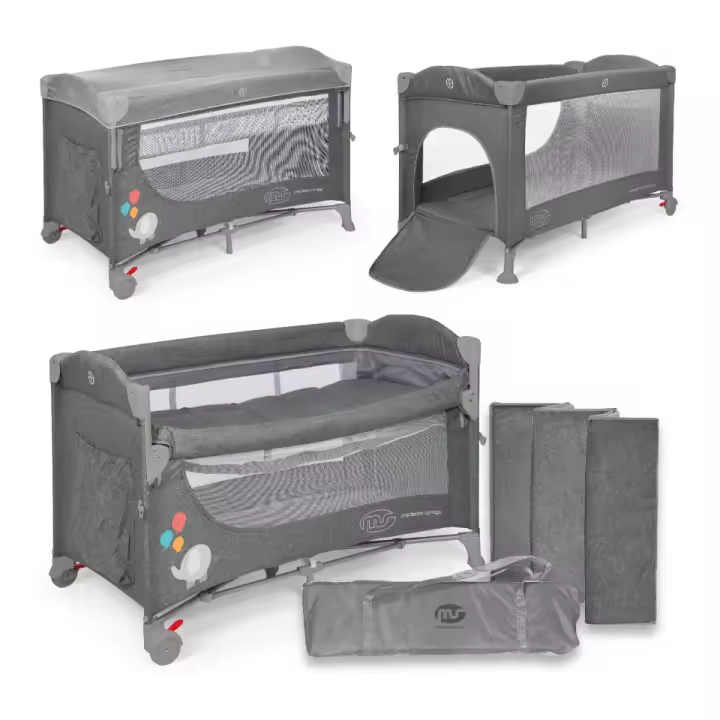 ms Ennis - Cuna colecho de Viaje, Parque Infantil y Cuna clásica 3 en 1 - Plegable 2 Alturas con Buena circulación de Aire – Entrada Lateral y Ruedas con Freno - Incluye Bolsa Viaje - 1
