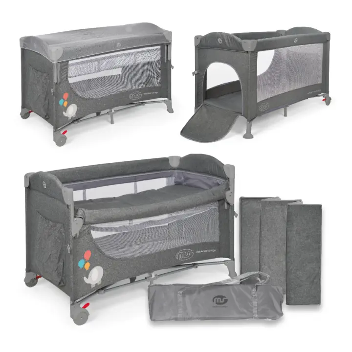 ms Ennis - Cuna colecho de Viaje, Parque Infantil y Cuna clásica 3 en 1 - Plegable 2 Alturas con Buena circulación de Aire – Entrada Lateral y Ruedas con Freno - Incluye Bolsa Viaje - 1