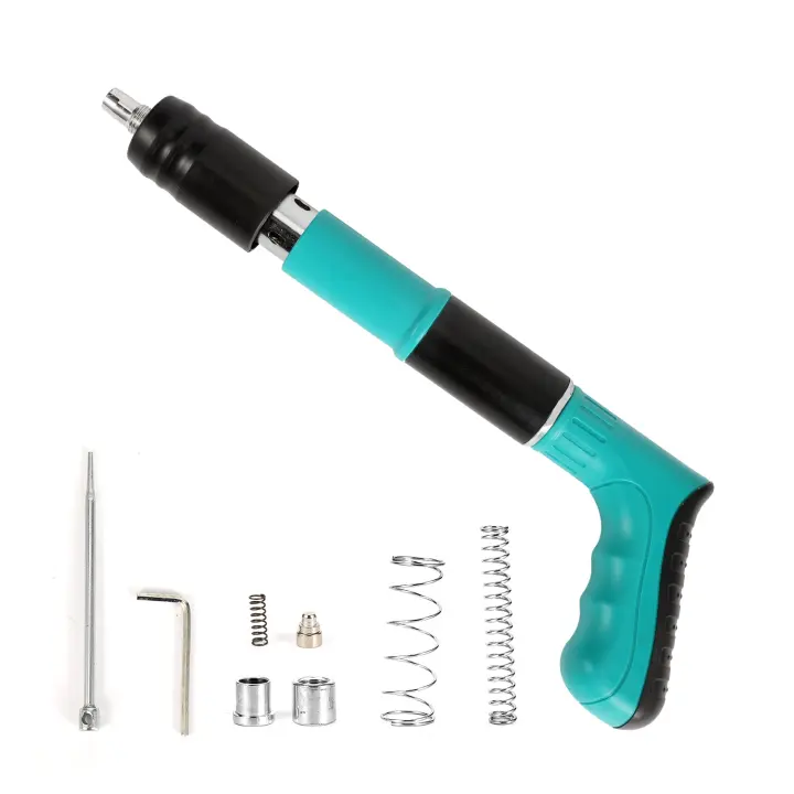 Mini pistola de clavos Pistola remachadora manual Tres ajustes de fuerza Resorte de calidad industrial Diseño insonorizado Juego de herramientas eléctricas de sujeción de pared para el hogar - 1