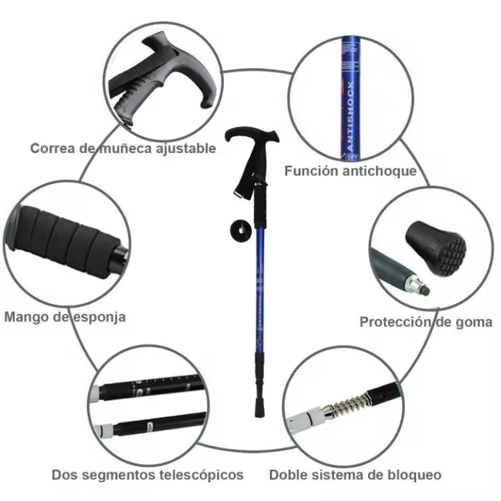 Bastón Telescópico de Trekking Ultraligero 65-135 Cm - Soporte Sólido - 1