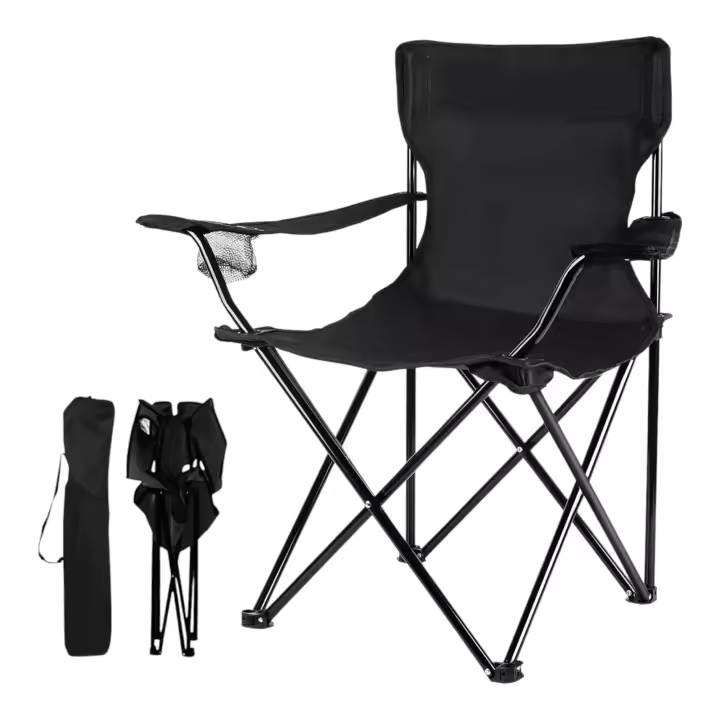 TIENDA EURASIA - Silla Plegable de Camping, 50x50x80 cm, Ideal para Camping o Pesca, Estructura de Acero Resistente, Asiento de Lona Impermeable, Incluye Funda para Transportar - 1