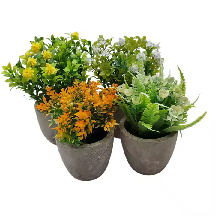 Set 4 Mini Plantas Artificiales 10x10x12 cm | Decoración Realista para Interiores, Estilo Natural sin Mantenimiento - 1