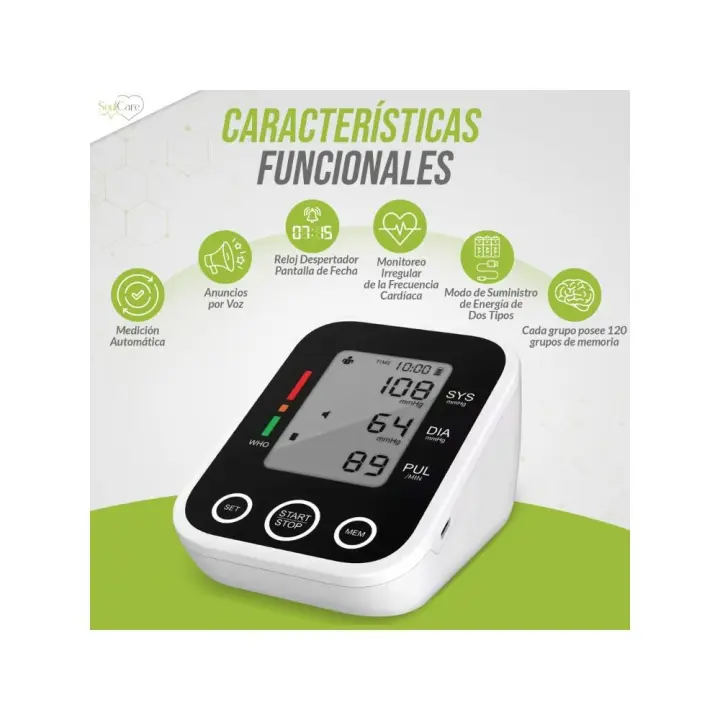 Tensiómetro SOULCARE - Brazo Digital - Medidor de Presión Arterial - Carga USB y/o Pilas - 1
