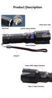 Linterna LED De Alta Potencia Para Camping Y Pesca Nocturna Torcha Recargable De Longitud De Rayo Con Luz LED Fuerte Resistente Al Agua Para Expediciones Y Deportes Acuáticos - details 6