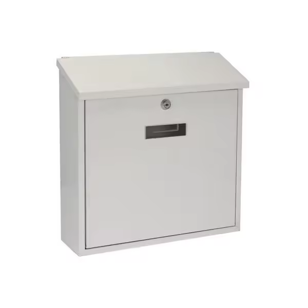 Perel Buzón de Monaco, Montaje en la Pared, con Soporte de Nombre, 2 Teclas, Dimensiones (h x w x d) 36.8 x 36.5 x 10 cm, Blanco - 1