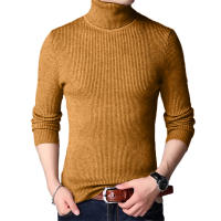 Suéter De Cuello Alto Para Hombre De Otoño Con Rayas Y Manga Larga Estilo Casual Color Sólido Talla Oversize Tejido a Mano - details 4