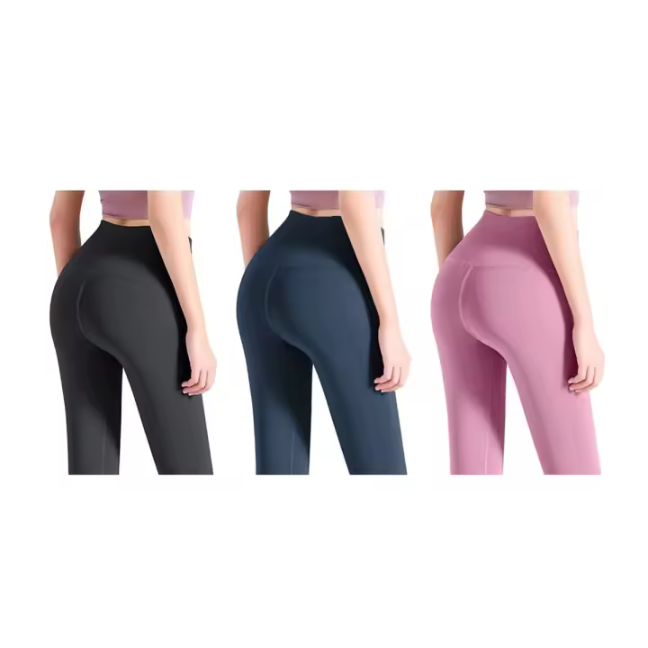 Pack Ahorro 3 Piezas FREES COPES Mallas Deportivas de Cintura Alta Fitness Negras,seamless yoga leggings， Azules y Rosas - 1