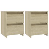 vidaXL Mesitas de noche 2 unidades aglomerado 30x30x40 cm Blanco, Negro, Roble Sonoma Mesita habitacion mesitas de noche dormitorio para Salón, Estudio, Mesa Auxiliar - details 1
