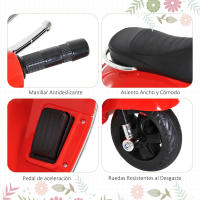 HOMCOM Moto Eléctrica Infantil Coche Triciclo Vespa Scooter Eléctrico a Batería con Luz MP3 USB Bocina para Niños Más de 3 Años Carga 30kg - details 6
