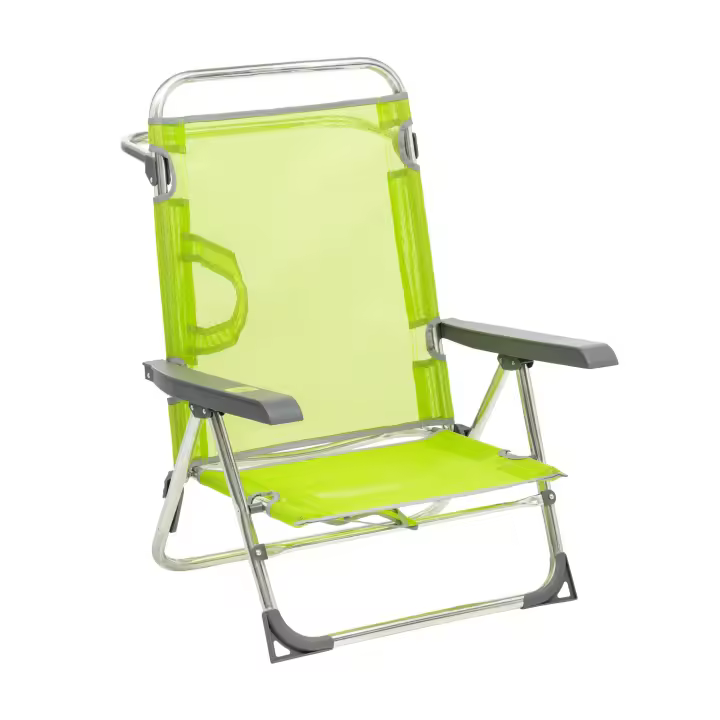 SILLA DE PLAYA 606 BAJA COLOR VERDE PISTACHO ALCO FIBRELINE  CON ASA Y PATA TRASERA PLEGABLE - 1