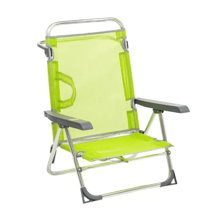 SILLA DE PLAYA 606 BAJA COLOR VERDE PISTACHO ALCO FIBRELINE  CON ASA Y PATA TRASERA PLEGABLE - 1