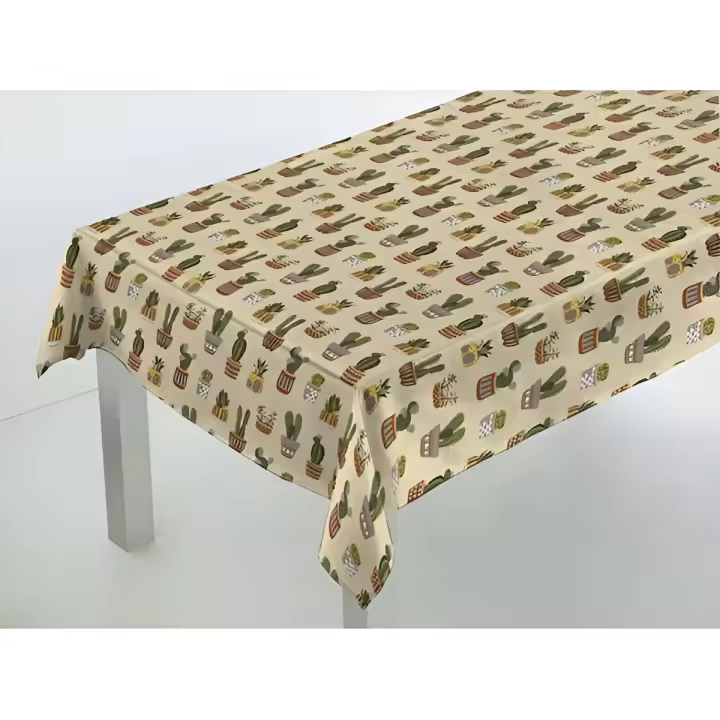 Mantel Hulehule Tex - Teflón CACTUS MARRON Resinado Antimanchas Fácil Limpieza Impermeable Apariencia - Mantelería - 1
