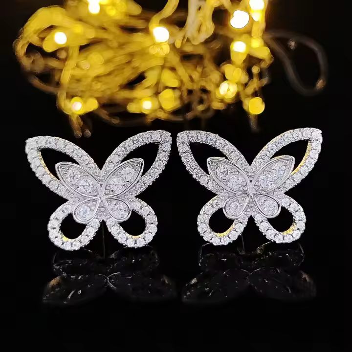 Pendientes De Mariposa Dorados Y Plateados Nuevos Tendencia 2024 Para Mujer Regalo De Fiesta Joyería Al Por Mayor E6603 - 1