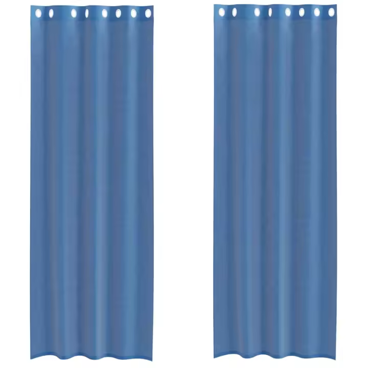 vidaXL Cortinas de gasa con ojales 2 uds azul real - 1