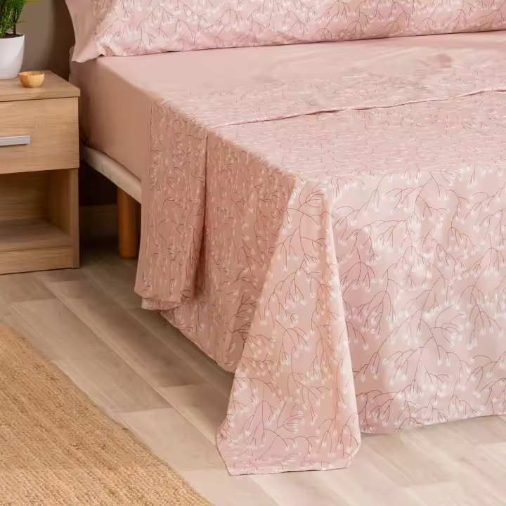 Juego de Sábanas Tela Andia Rosa Palo - 1