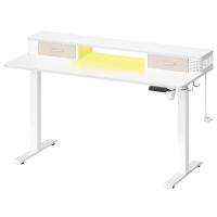 Escritorio Eléctrico Regulable 60x140cm, Altura Ajustable Sin Escalonamiento, Soporte para Monitor, Gancho, Función Memoria, Marrón Rústico, Blanco Nube, Roble - details 0