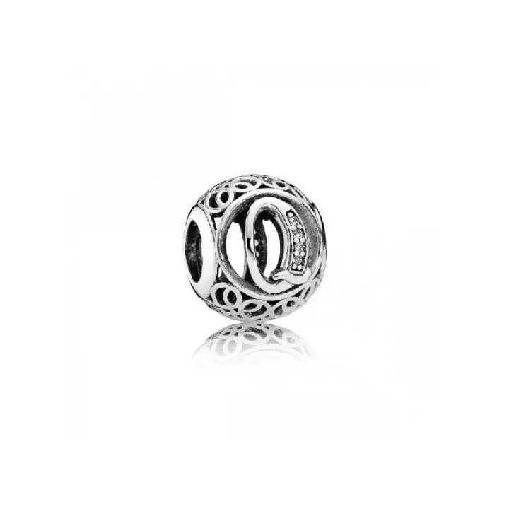 Charm Pandora Letra Q - 791861CZ, Plata de Ley con Circonitas Cúbicas Transparentes - 1