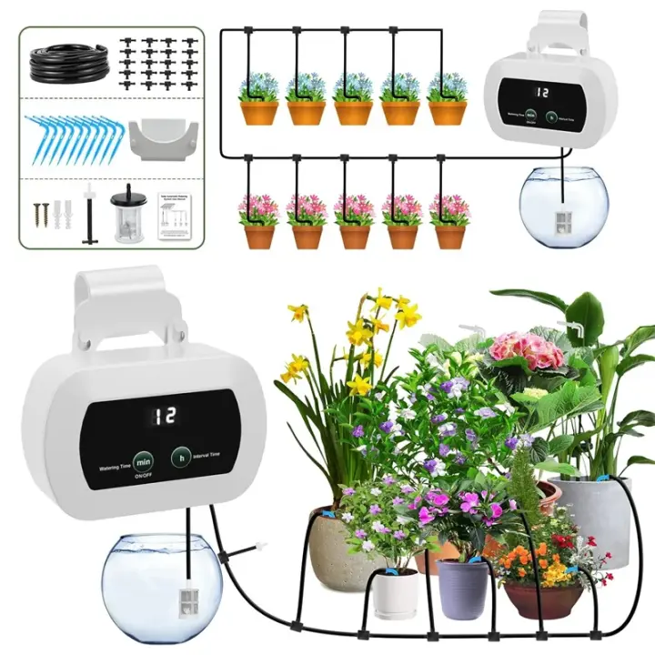Sistema De Riego Automático Con Energía Solar Para Jardín Balcones Invernadero Plantas En Macetas Sistema De Riego Por Goteo - 1