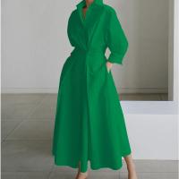 Vestido Casual De Mujer Tallas S-2XL Manga Larga Cuello En V Con Cinturón Estilo Fashionable Poliéster Solido Y Estampado Para Comunicación Y Vacaciones - details 1