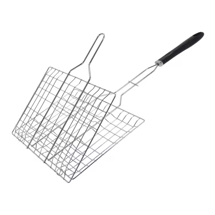 PARRILLA PARA BARBACOA CROMADA CON ASA DE POLIPROPILENO 35x22cm - 1