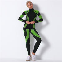 SSITO Conjunto Deportivo de manga Larga para Mujer, traje de Yoga, ropa de Cuello alto para Gimnasio, Top Short de Fitness, Leggings sin costura de DOT in Rayas, Nuevo, 2 Unidades/Set - details 9