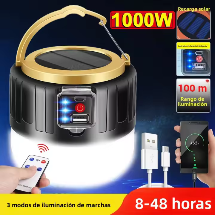Lámpara De Camping LED Solar De Alta Potencia Recargable USB Portátil Farol De Emergencia Para Tienda De Camping - 1