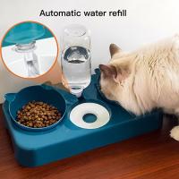 Cuencos para Gatos, baby Automático Pet Gatii Cat Para Agua y Comida Dispensadores automáticos de Agua Perfect Reclinable Neck Pction para Cat Chen (Azul) - details 0