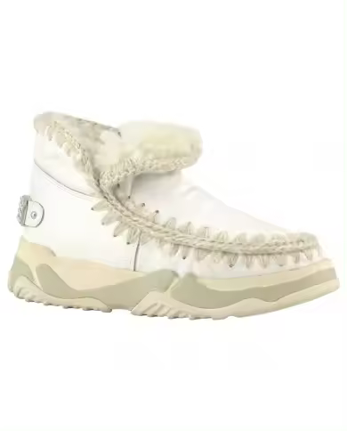 Mou esquimal Trainer botas de mujer Rhinestone cuero blanco logotipo - 1