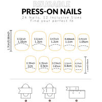 24pcs Uñas Postizas Largas Almendra Blancas Estilo Francés Detalladas Tiras Adhesivas De Uñas Postizas ABS Para Fiesta - details 36