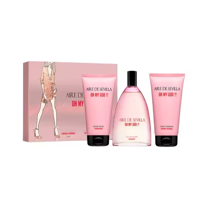 AIRE DE SEVILLA OH MY GOD!Estuche de cosmética para mujer con Perfume Gel de ducha suave y Crema Hidratante corporal perfumada Cofre de regalo de ritual perfumado  (150 ml cada uno) - 1