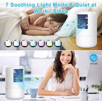 Enfriador de aire portátil, 500 ml, diseño 4 en 1, recargable y enchufable, 3 velocidades de ventilador y 7 luces LED, ventilador personal con temporizador de 2-4 horas, adecuado para dormitorio, camping, oficina (Blanco) - details 6