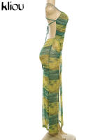 Vestido Largo De Verano Para Niñas Kliou Estilo Hipster Streetwear Malla Espalda Descubierta Ajustado Y Flared Vestido De Fiesta Club - details 5