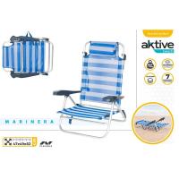 AKTIVE Silla playa plegables, 7 posiciones gran surtidos de modelos 47x49x82 cm Incluye cojín acolchado, Asas de transporte, Soporta 110 kg, Sillas respaldo reclinable, Multiposición oficial CALIDAD DE CONFIANZA TOP VENTAS AZUL CLARO,NARANJA.AZUL MARINO - details 0