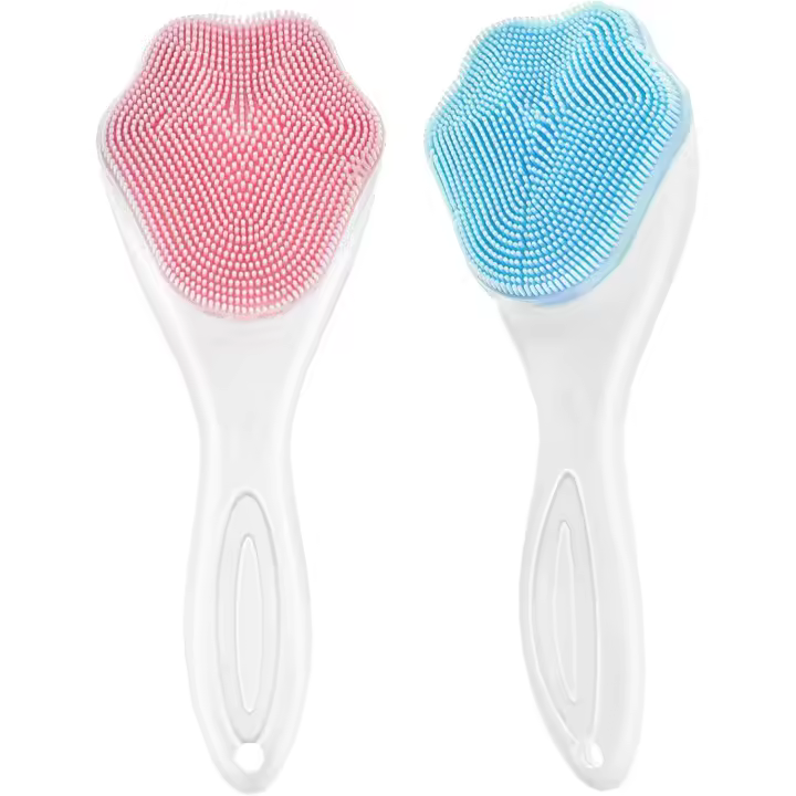 Cepillo de limpieza facial de silicona (2 unidades), cerdas suaves, impermeable, manual, exfoliante, limpieza profunda, masajeador para el cuidado de la piel. - 1