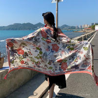 Bufanda De Playa Bohemia Para Mujer Pashmina Floral Estilo Fashion Verano Hijab Envoltura Echarpe Decorativa Polyester Sin Costuras - details 2