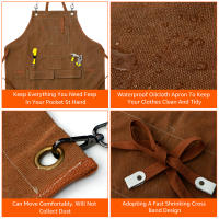 Aguas Resistentes Delantal De Lona Unisex Para Trabajo Con Bolsillos Para Herramientas Duradero Ajustable Con Correas Cruzadas Para Hogar Y Taller - details 1