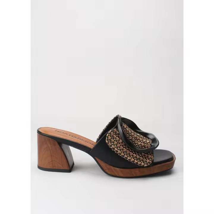 mule hebilla negro rafia marron NOA HARMON - 1