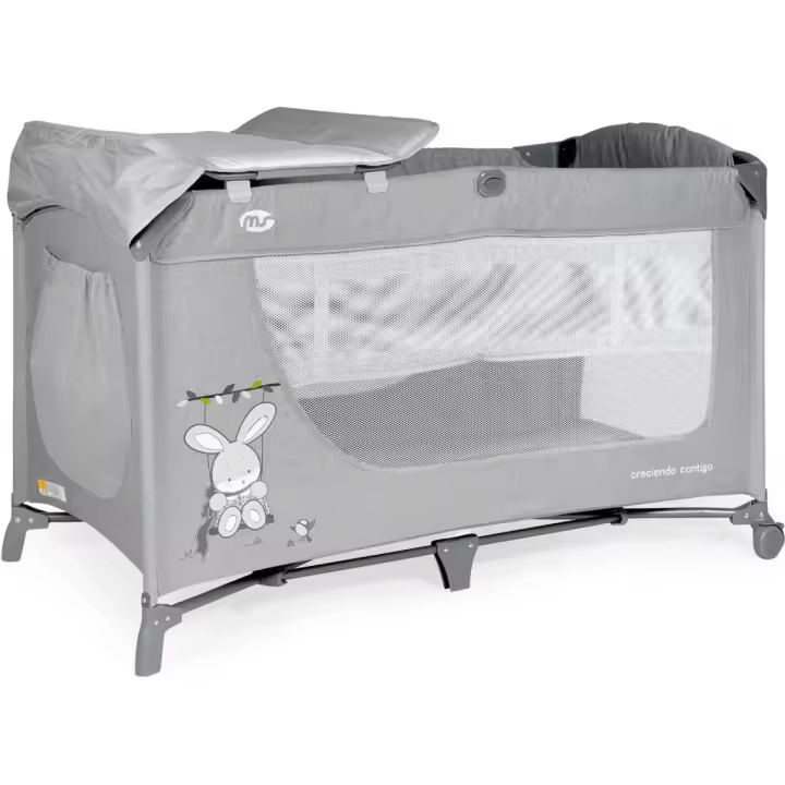 Cuna de Colecho MS Oxford Acero e Nylon Gris (125 x 77 x 65 cm - 1