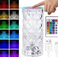 Lámpara de mesa LED de cristal con Control remoto táctil,  16 Colores, Lámpara LED Acrílico de Diamante Táctil, 4 Modos de Luz, Recargable con Control Remoto.decoración colorida para armario de dormitorio, decoración de escritorio - details 1
