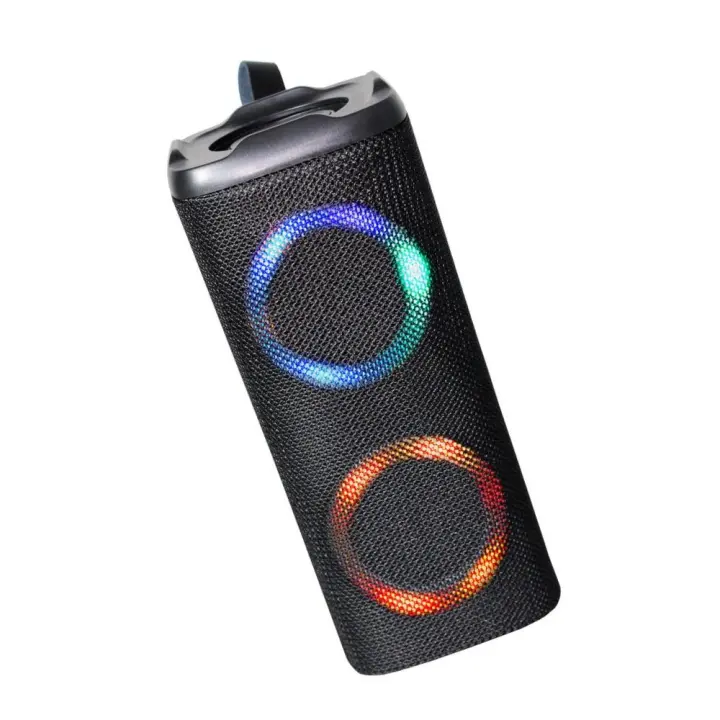 Altavoz bluetooth portátil inalámbrico Dhavit, 2 x 5 W, 18 cm alto, doble luz - Altavoz Bluetooth inalámbrico con efecto de luz, USB, tarjetas TF, radio FM y sonido dinámico - 1