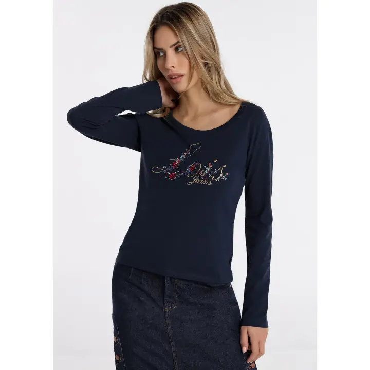 Camiseta Manga Larga LOIS JEANS - Estilo Versátil - Color Negro - 131245 - 1