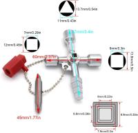 Llave multifunción de 4 vías, conveniente llave de gabinete universal, llave cruzada universal para medidores de agua y electricidad, radiadores, medidores de gas, ascensores (plata) - details 1