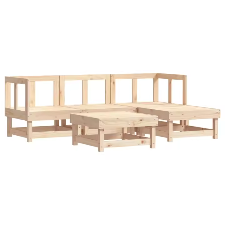 vidaXL Juego de sofás de jardín 5 piezas madera maciza de pino - 1