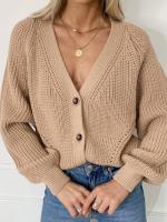Cardigan Gris Para Mujer Suéter Suave Y Cómodo Con Botones V-Neck Estilo Vintage Adecuado Para Otoño E Invierno - details 0