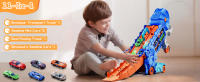 Nuevos Juguetes De Dinosaurios Transportistas Con Carril Deslizante Cuatro Buggy De Aleación Transformables Track Plegable Tyrannosaurus Regalos Para Niños - details 1