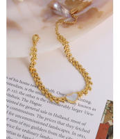 Encanto Pulsera de espigas de trigo de moda de nicho, diseño de corazón de concha blanca, pulsera de acero de titanio chapada en oro de 18 quilates, joyería femenina adecuada para mejores amigas. - details 5
