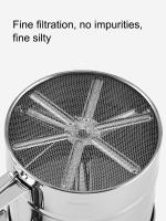 1PC Sieve De Harina De Acero Inoxidable Con Presión Manual Malla Fina Para Polvo De Levadura Azúcar Herramientas De Hornear Para La Cocina - details 3